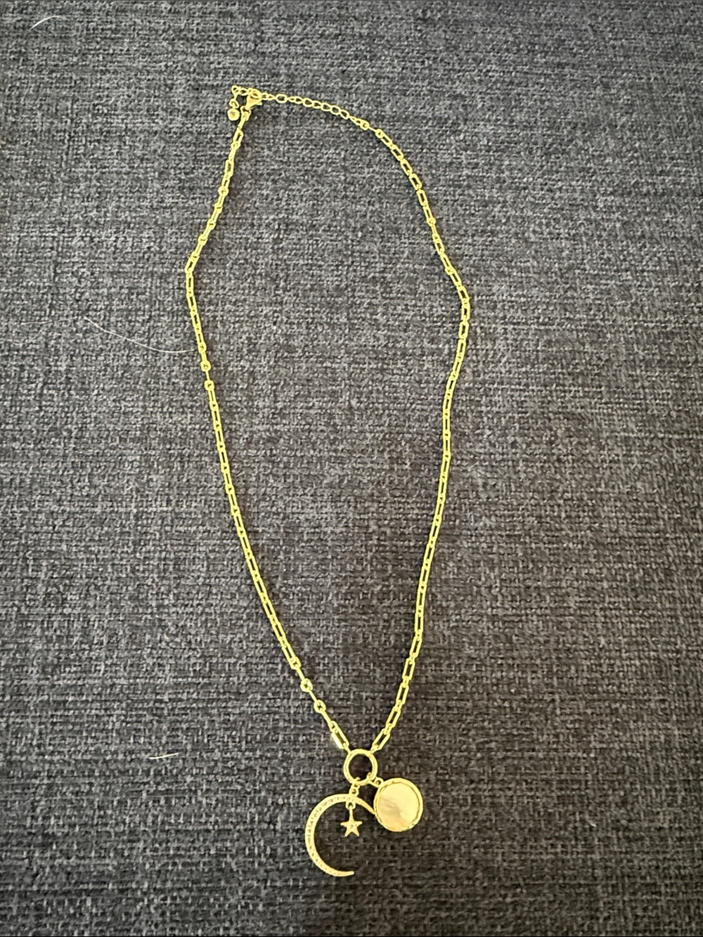 Gold Crescent Moon and Star Charm Necklace - Women Jewelry